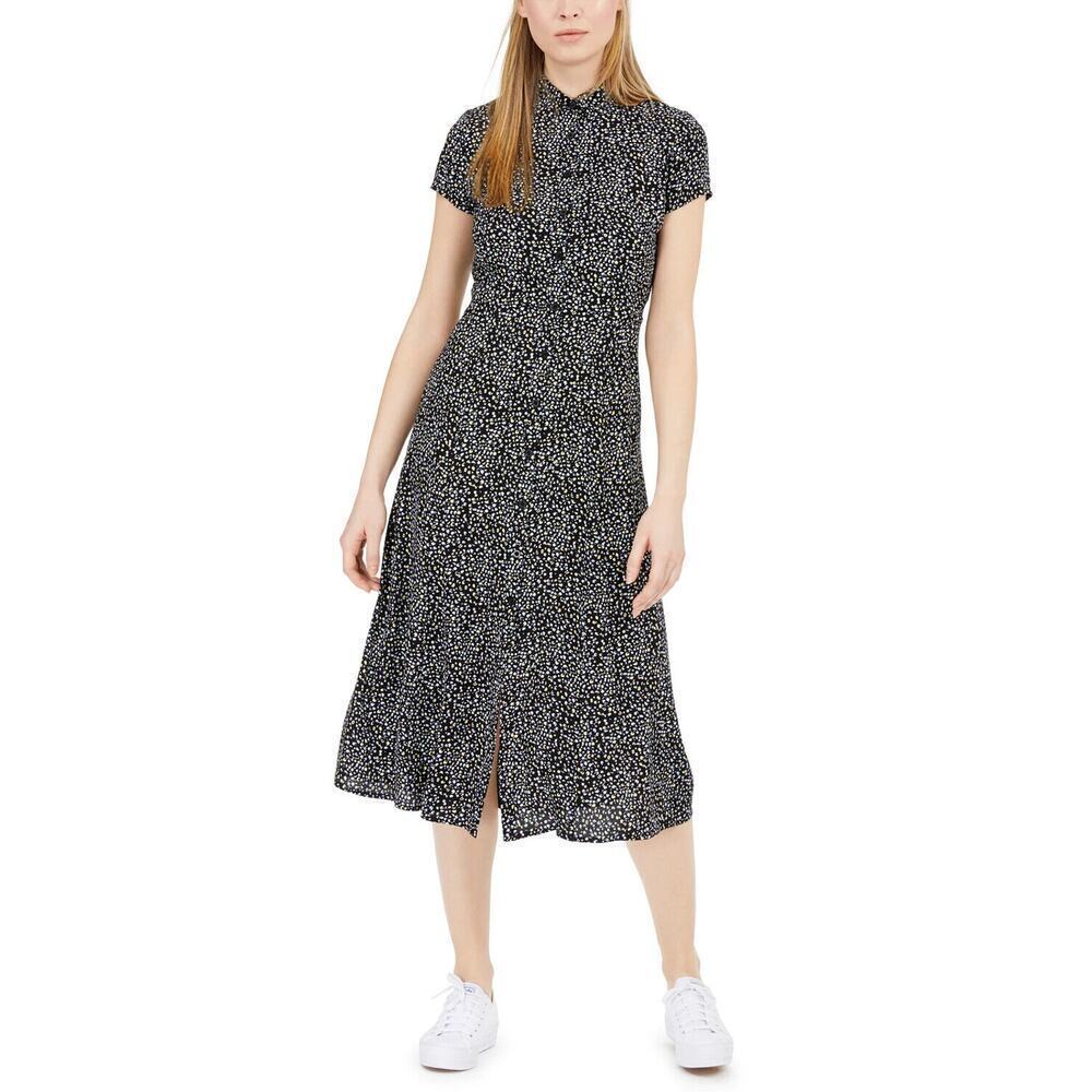 JR154 Calvin Klein Jeans Printed Crepe Shirtdress Size Large
